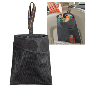 High Road Hanging Car Trash Bag with Waterproof Leakproof Liner, Storage Pocket and Adjustable Strap to Hang in The Front or Back Seat