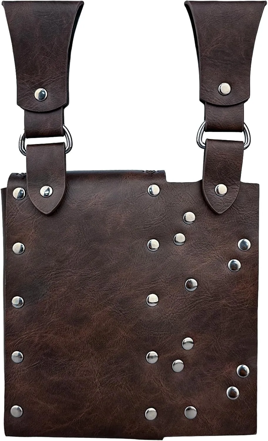 HiiFeuer Medieval Alchemy Faux Leather Belt Bag with 2 Cork Potion Vials, Fantasy Wizard Waist Pouch Side Pack for Ren Faire (Brown B)