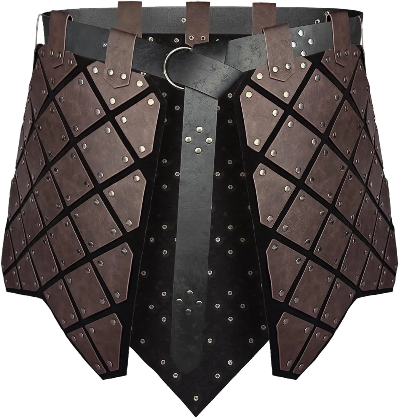 HiiFeuer Medieval Faux Leather 3PCs Waist Armor with Belt, Middle Ages Cosplay Thigh Armor, Mercenary&Knights Skirt Armor