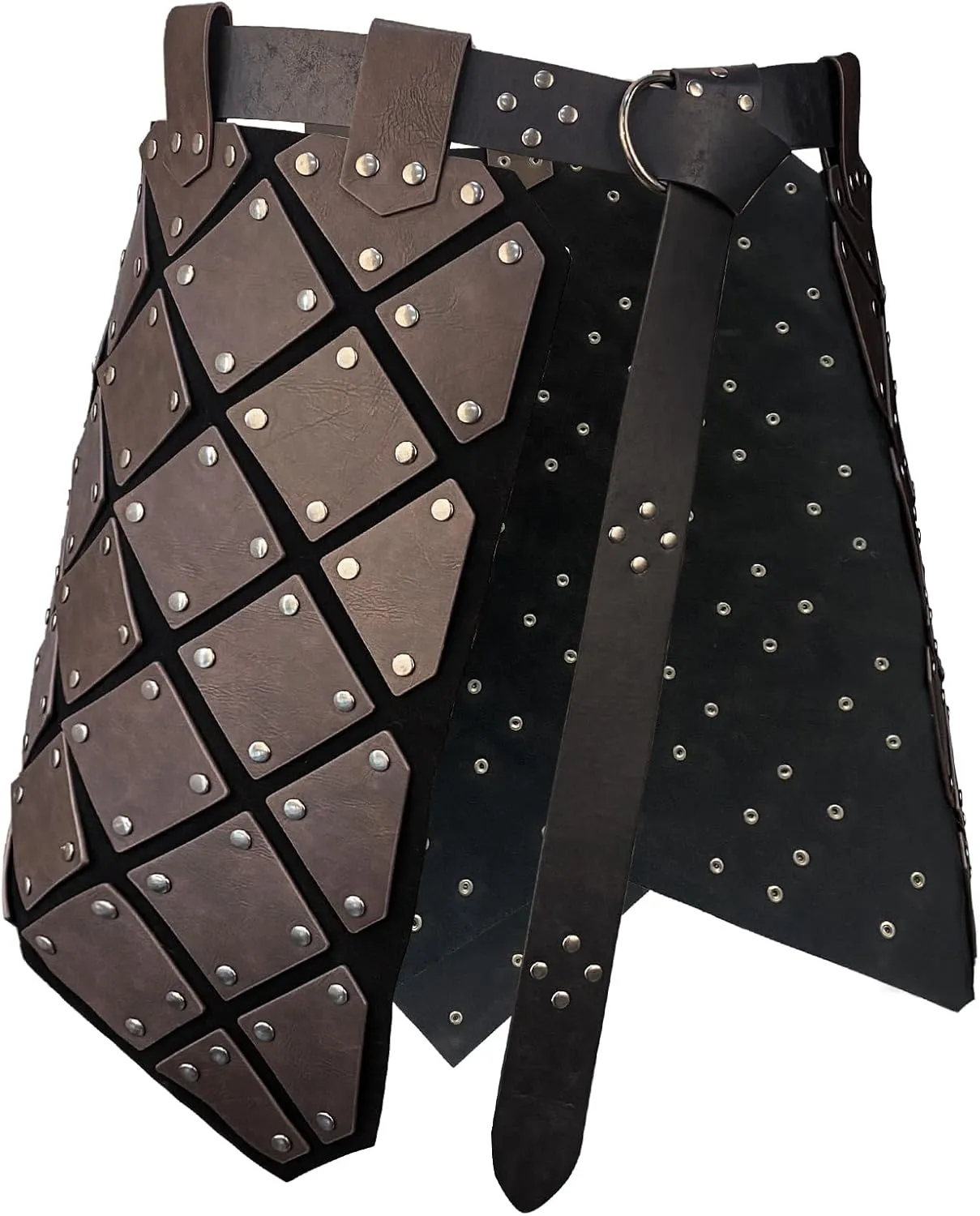 HiiFeuer Medieval Faux Leather 3PCs Waist Armor with Belt, Middle Ages Cosplay Thigh Armor, Mercenary&Knights Skirt Armor