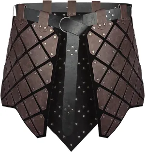 HiiFeuer Medieval Faux Leather 3PCs Waist Armor with Belt, Middle Ages Cosplay Thigh Armor, Mercenary&Knights Skirt Armor