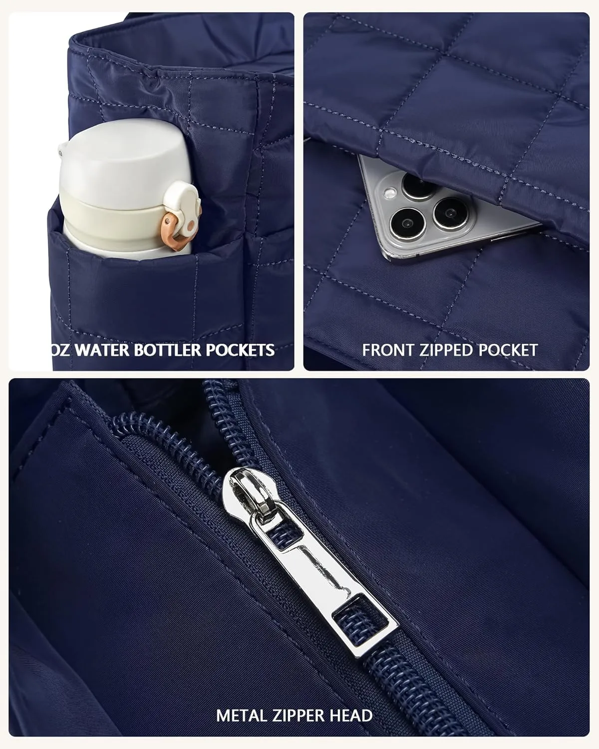 HKCLUF Quilted Puffer Tote Bag for Women 20L Lightweight Waterproof Large Work Travel Gym Tote Bag with Laptop Compartment