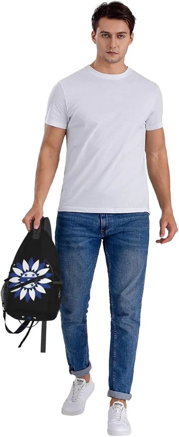 Honduras Sunflower Flag Crossbody Bag Cross Chest Bag Adjustable Sling Backpack Sports Gym Shoulder Bags Travel Cycling Daypack Diagonally Casual Rucksack