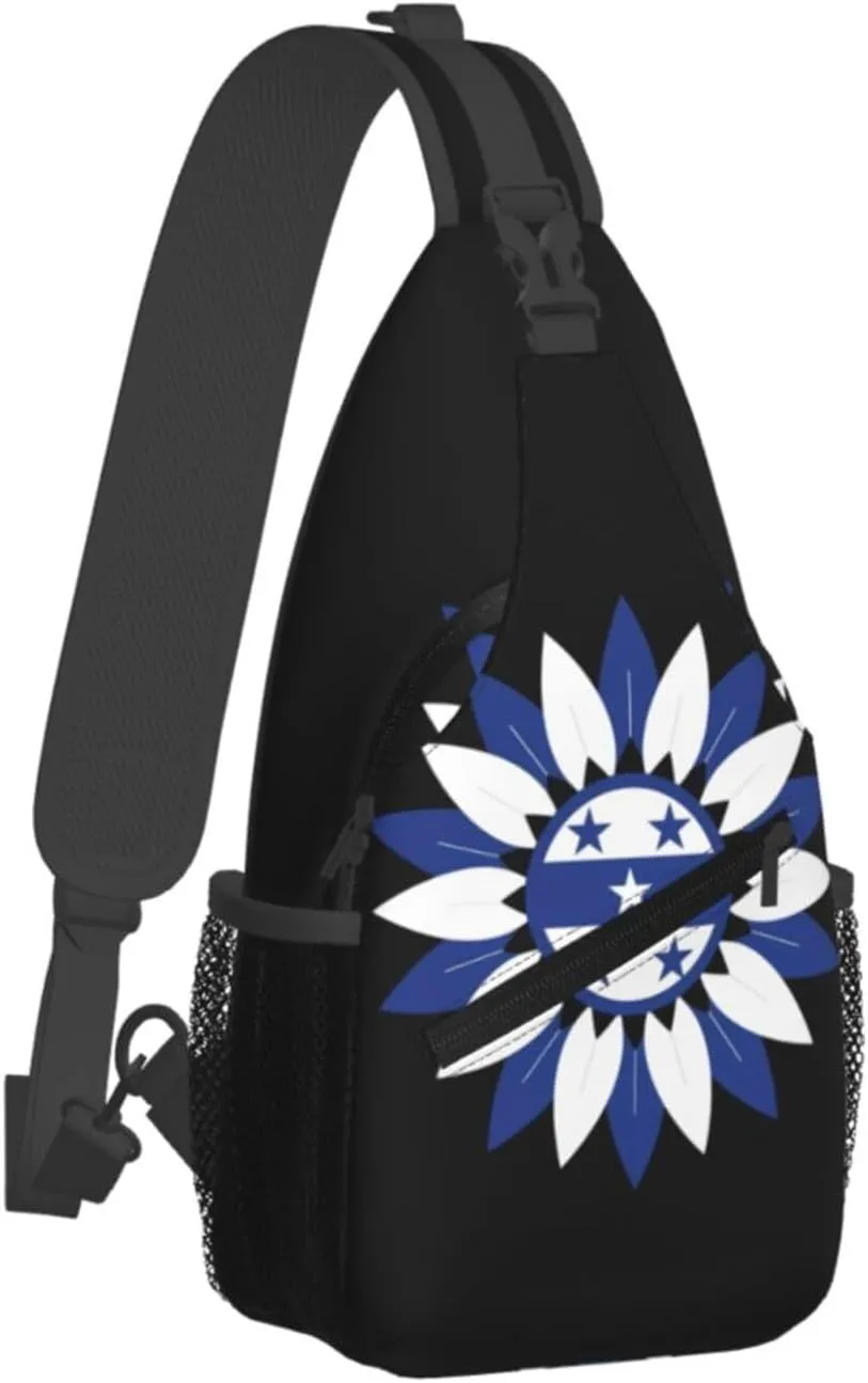 Honduras Sunflower Flag Crossbody Bag Cross Chest Bag Adjustable Sling Backpack Sports Gym Shoulder Bags Travel Cycling Daypack Diagonally Casual Rucksack