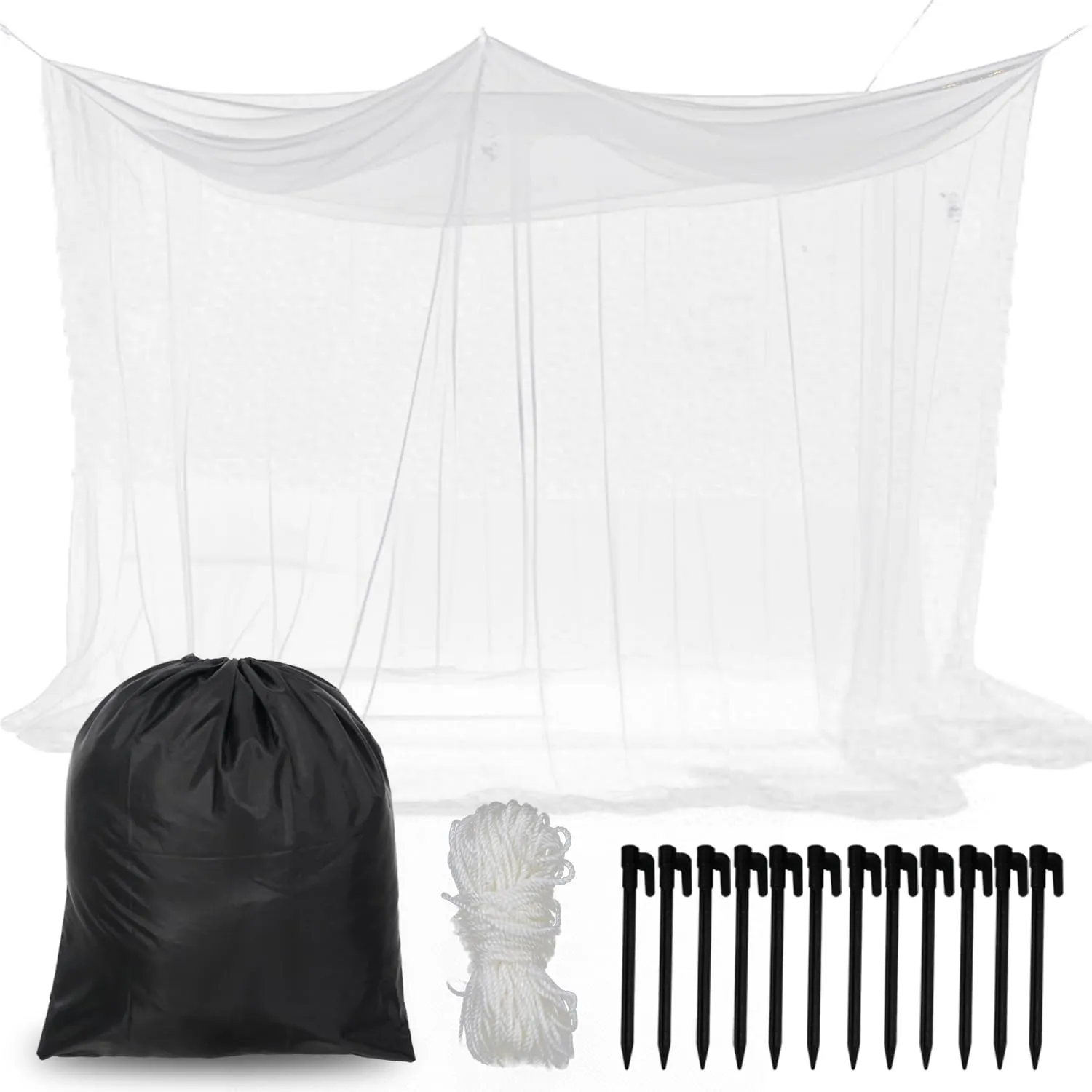 Hugeleaf 9.84 X 9.84 X 8.2 Ft Large Mosquito Net with 2 Openings, 220 Mesh Mosquito Netting for Patio Protection from Insect, Square Outdoor Bug Netting for Camping, Gazebo, Porch, Garden (White)