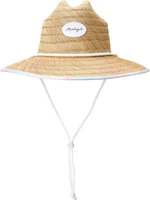 Hurley Women's Straw Hats - Real Straw Hat Medium Brim and Adjustable Chin Strap