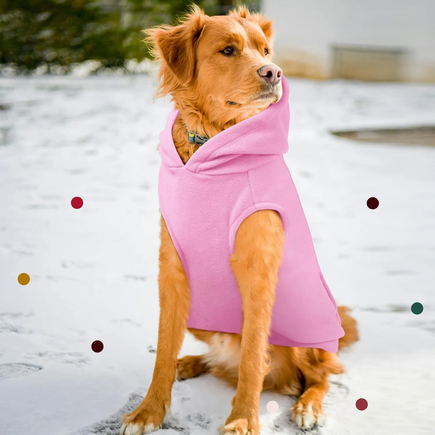 IECOii XL Dog Sweater Christmas Fleece Dog Hoodie for Large Dogs,Warm Pullover Dog Sweatshirt with Hood,Pet Winter Clothes for Dogs Girl Boy,Hooded Cold Weather Dog Coat for Beagle,Dalmatian,Pink,XL