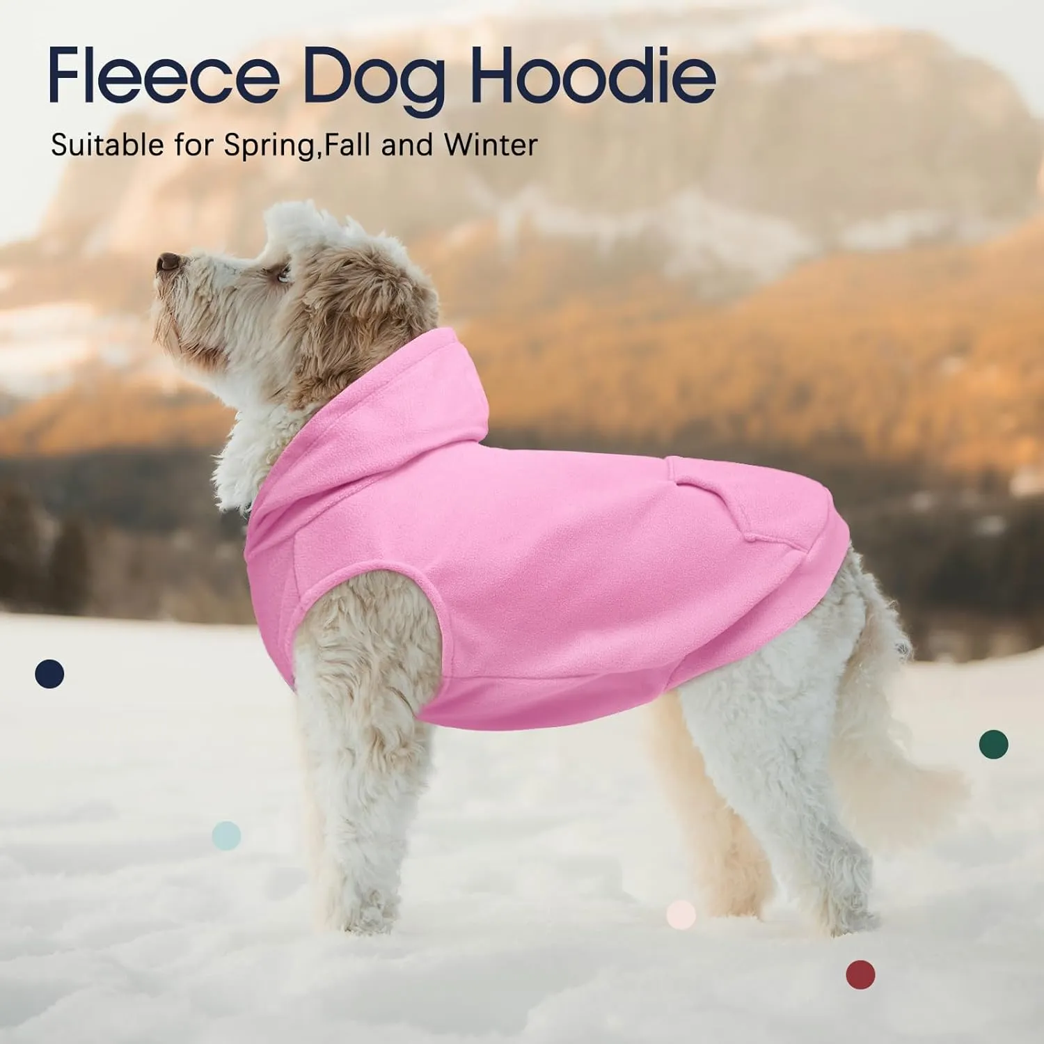 IECOii XL Dog Sweater Christmas Fleece Dog Hoodie for Large Dogs,Warm Pullover Dog Sweatshirt with Hood,Pet Winter Clothes for Dogs Girl Boy,Hooded Cold Weather Dog Coat for Beagle,Dalmatian,Pink,XL