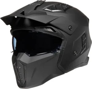 ILM Open Face Motorcycle 3/4 Half Helmet for Men and Women, Vintage Retro Helmet with Visor for Moped ATV Cruiser Scooter DOT Model Z302(Matte Black,Large)