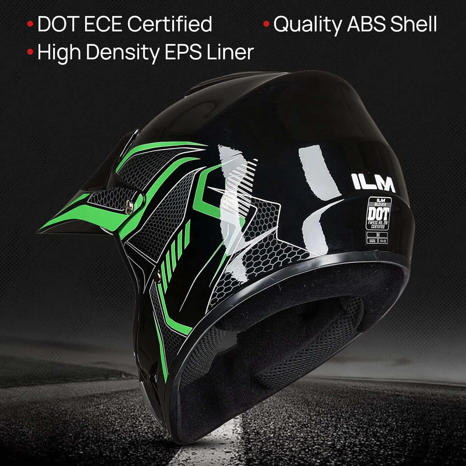 ILM Youth Kids Dirt Bike Helmet ATV Motocross DOT Off-Road Street Helmet Goggles Gloves Full Face Protective Helmet Model BLD-818
