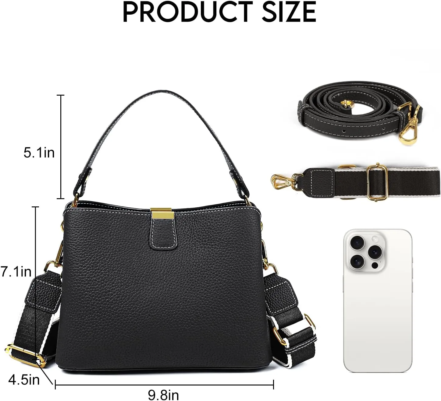 imeetu Crossbody Bags for Women Genuine Leather Shoulder Bag with Zipper Medium Size