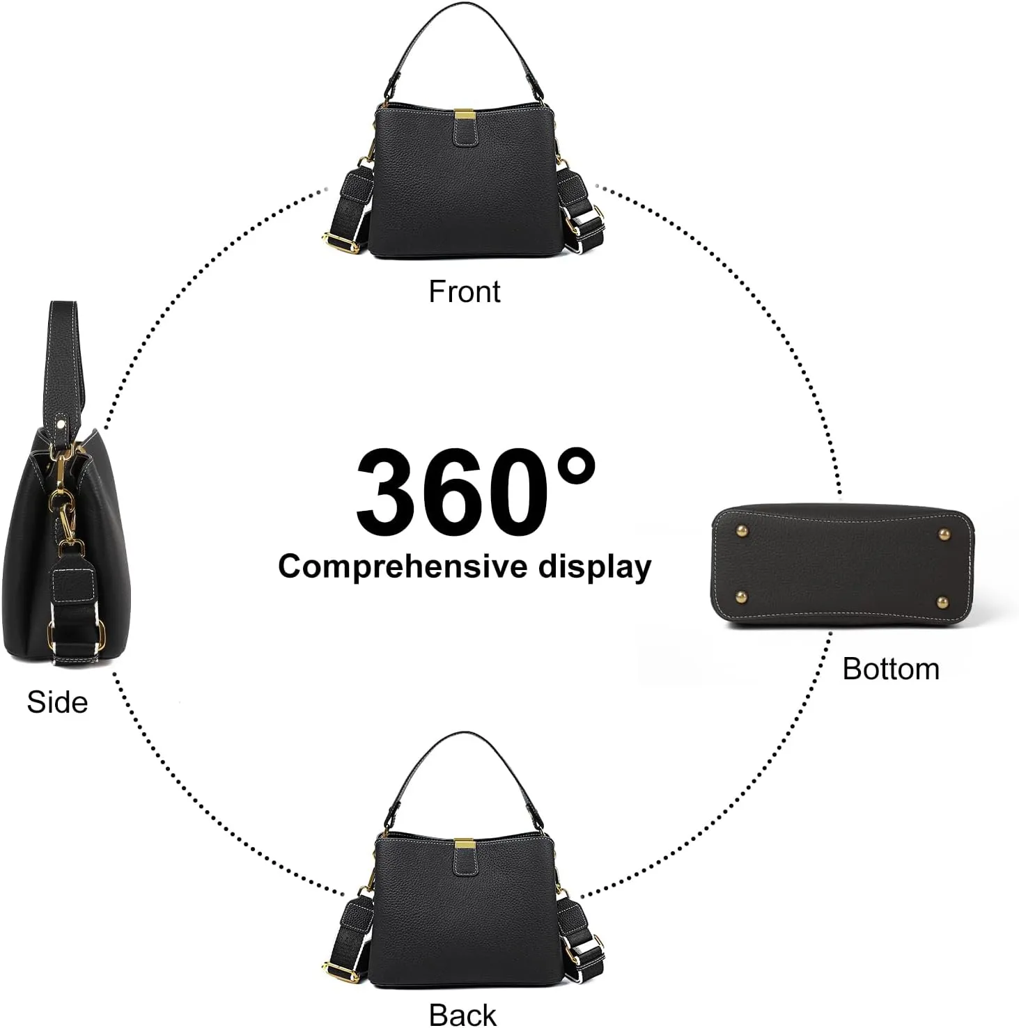 imeetu Crossbody Bags for Women Genuine Leather Shoulder Bag with Zipper Medium Size