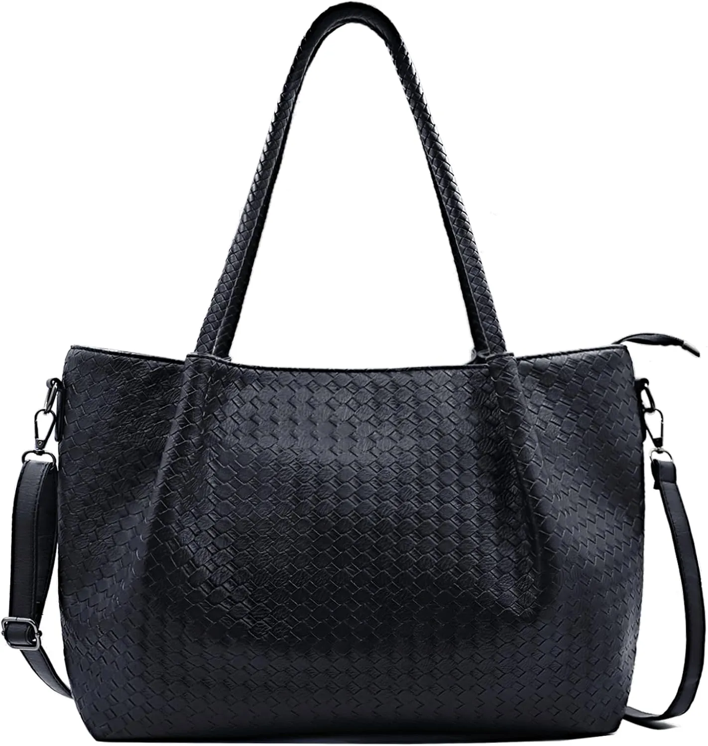 Imitation Woven Leather Tote Bag,Fall and Winter Style Large Capacity Crossbody Shoulder Bag Retro Hobo Handbag