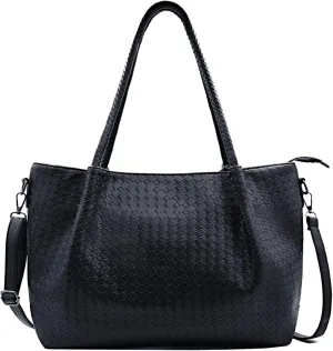 Imitation Woven Leather Tote Bag,Fall and Winter Style Large Capacity Crossbody Shoulder Bag Retro Hobo Handbag