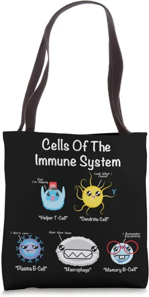 Immune System Cells Biology Cell Science Humor Immunologist Tote Bag