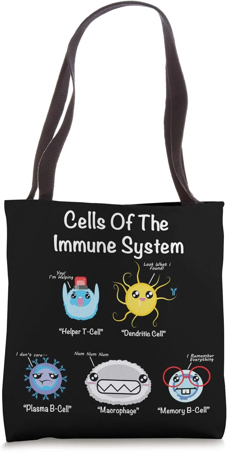 Immune System Cells Biology Cell Science Humor Immunologist Tote Bag