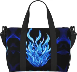 Indigo Flame Print Versatile Gym Sports Bag,Companion For Your Journeys And Fitness Routines