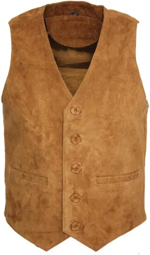 Infinity Leather Men Suede Goat Bronzer Vest Leather Smart Classic, Brown, XL