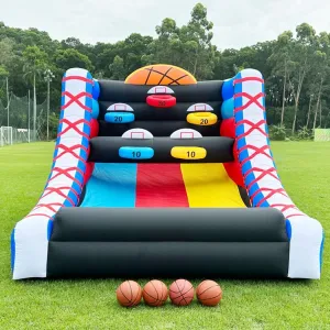 Inflatable Basketball Hoop Shot Inflatable Party Basketball Game with 5 Hoops, 4 Balls, Commercial Blower Easy Set Up Ideal for Indoor/Outdoor Shot Basketball Interactive Game