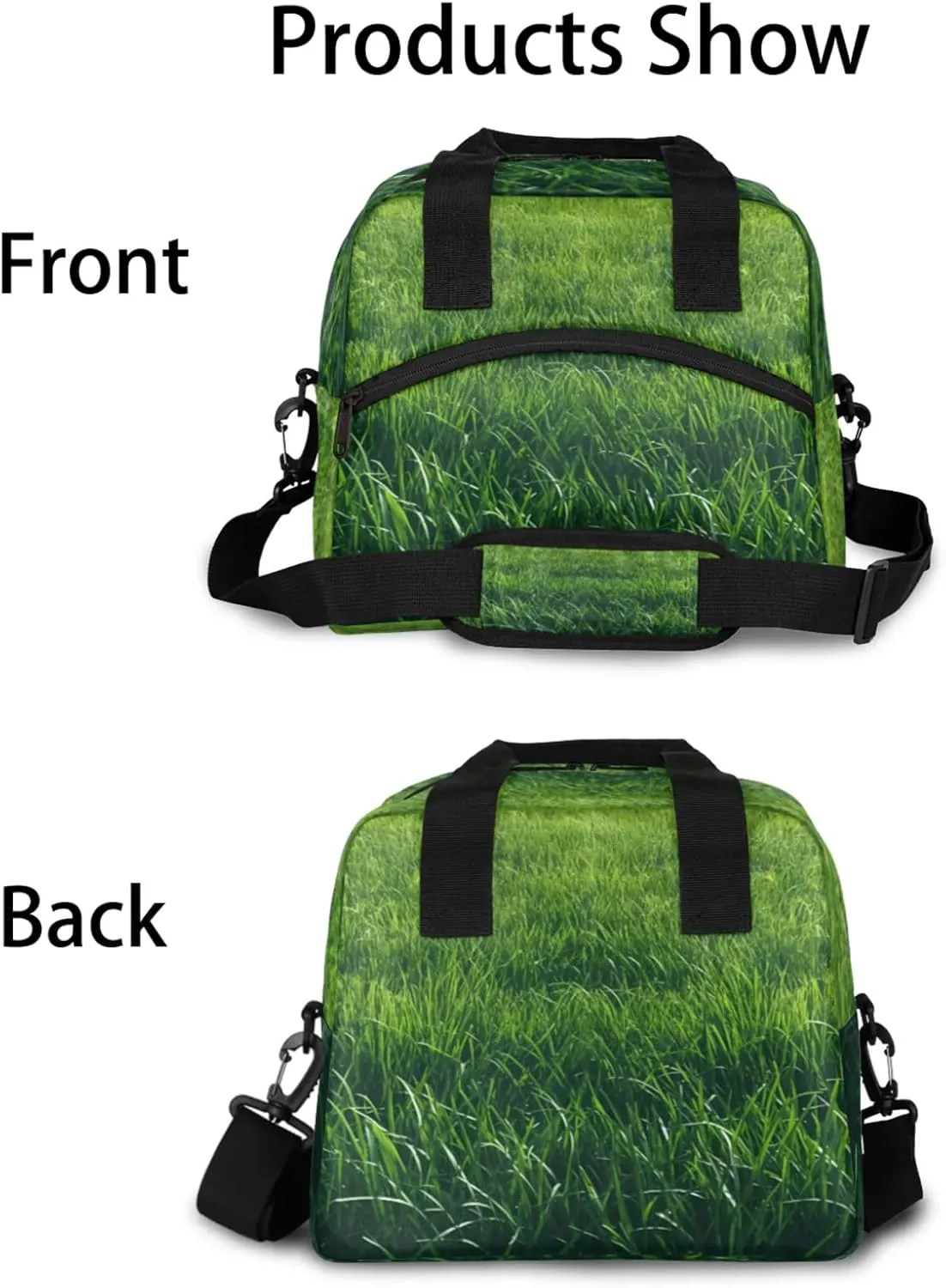 Insulated Lunch Bag for Women Men Reusable Lawn Lunch Box Cooler Tote Bag One Shoulder Portable Meal Bag Adult Lunchbox for Work Picnic, Green Plants