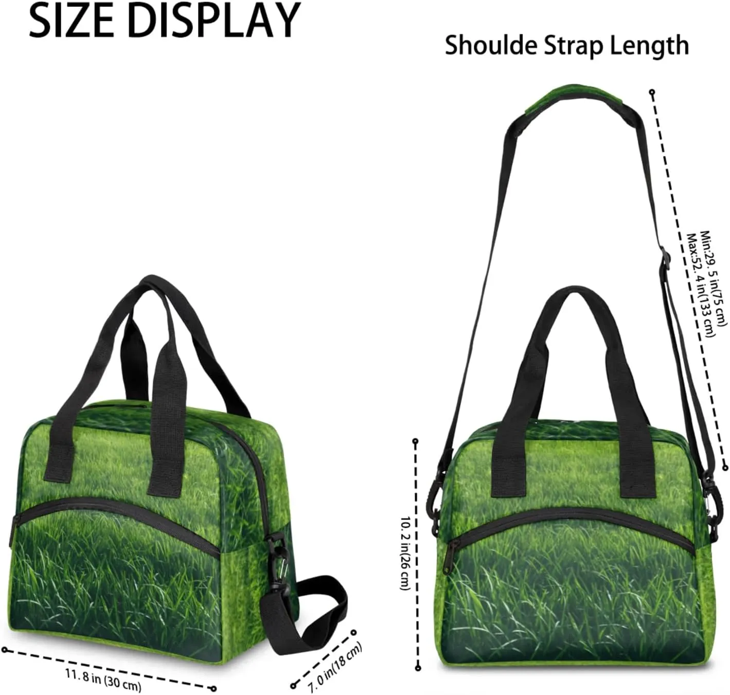 Insulated Lunch Bag for Women Men Reusable Lawn Lunch Box Cooler Tote Bag One Shoulder Portable Meal Bag Adult Lunchbox for Work Picnic, Green Plants