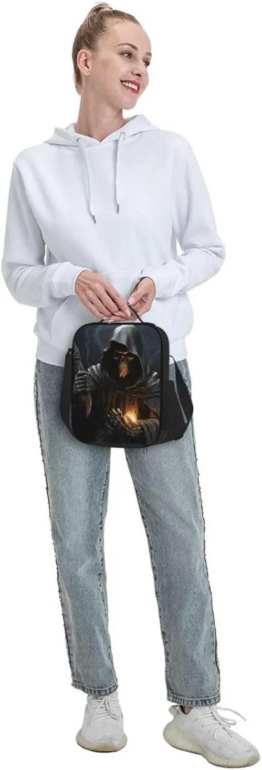 Insulated Lunchbox Reusable Cooler Bag Grim-Reaper Lunch Bag Portable Lunch Tote Bag for Work Picnic