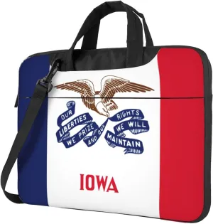 Iowa State Flag Print Laptop Adjustable Shoulder Strap With Handle Accessory Pocket For Men Women
