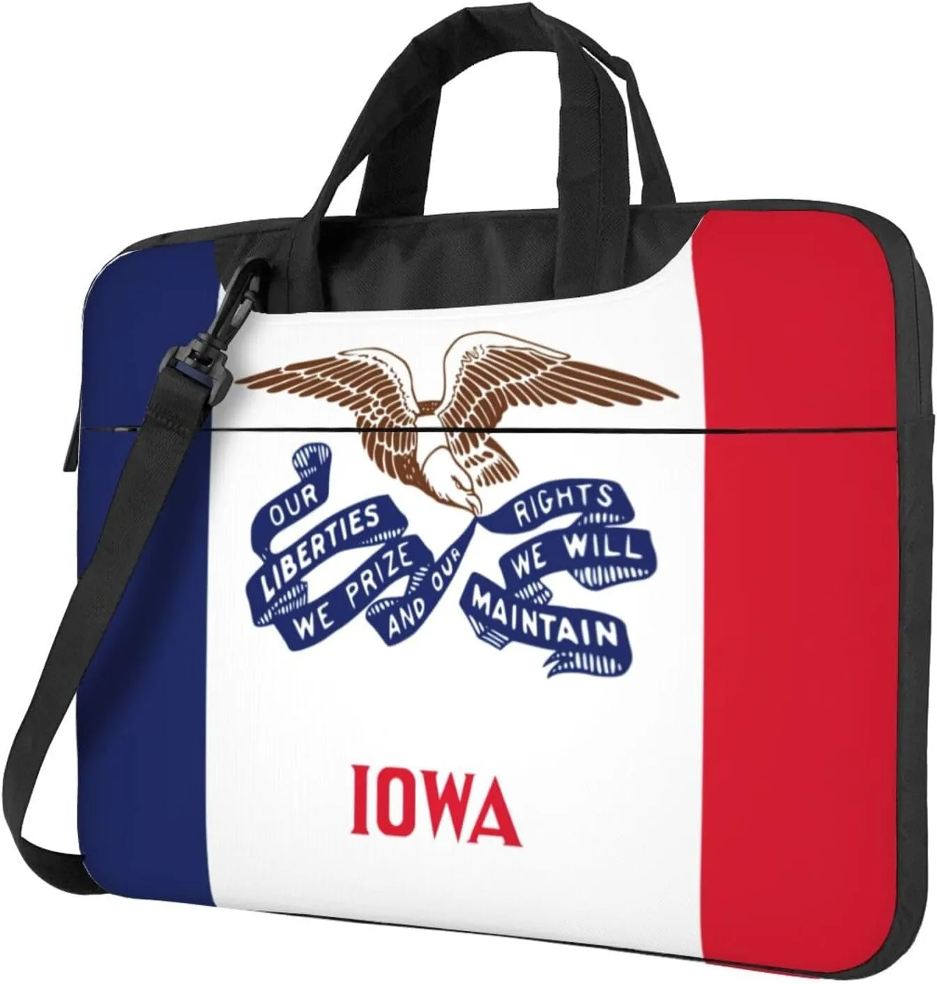 Iowa State Flag Print Laptop Adjustable Shoulder Strap With Handle Accessory Pocket For Men Women