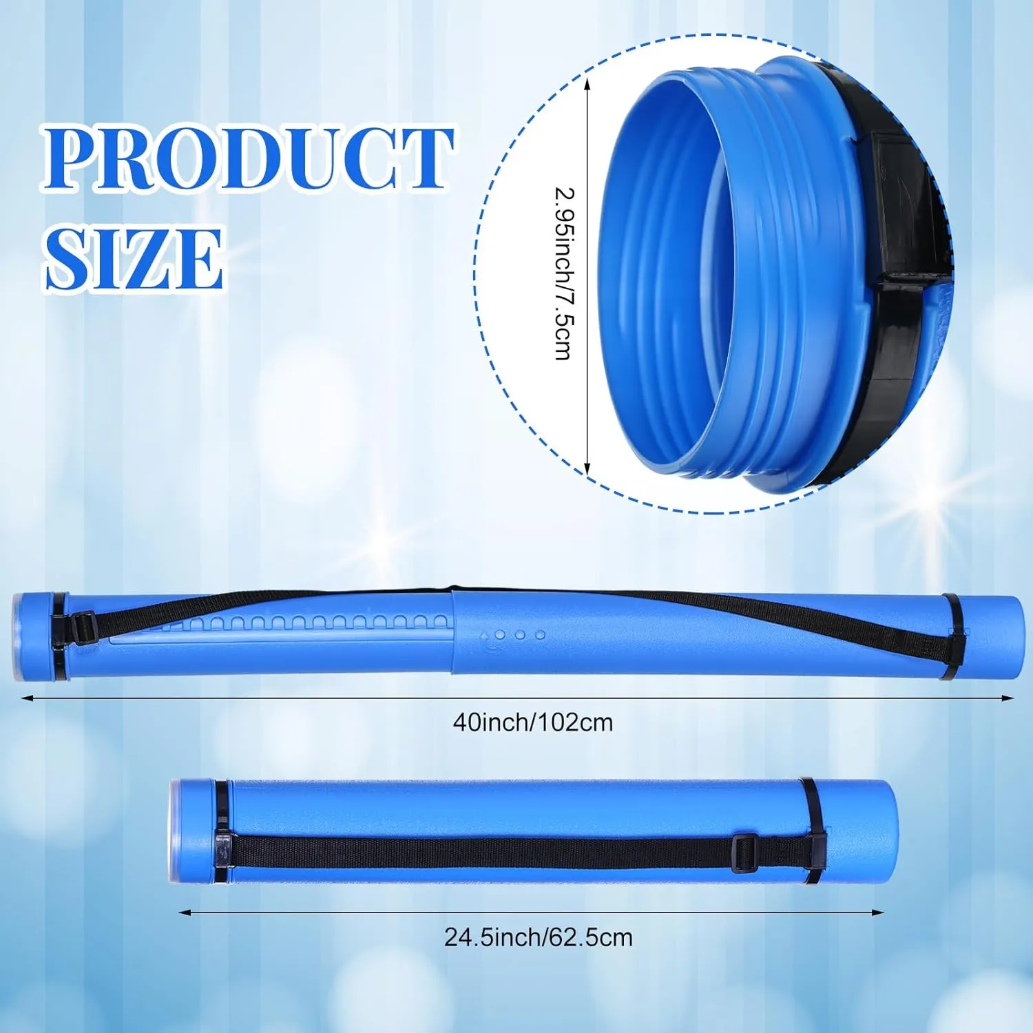 Ireer 6 Pcs Expandable Poster Tube with Strap for Documents Artwork Container Poster Transport Map Holder Tube Blueprint Storage Carrying Case for Architect Teacher Student 24.5'' to 40'' (Blue)