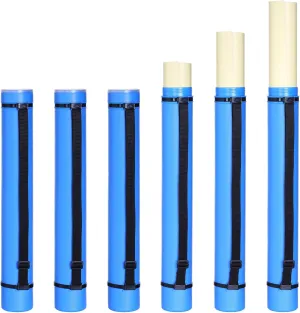 Ireer 6 Pcs Expandable Poster Tube with Strap for Documents Artwork Container Poster Transport Map Holder Tube Blueprint Storage Carrying Case for Architect Teacher Student 24.5'' to 40'' (Blue)