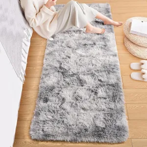 ISEAU Runner Rug for Bedroom, 2x6 Feet Shag Area Rug with Upgrade Non Slip, Light Grey Fluffy Carpet Runner for Hallway, Fuzzy Soft Living Room Rugs for Kids Boys Bedroom Decor