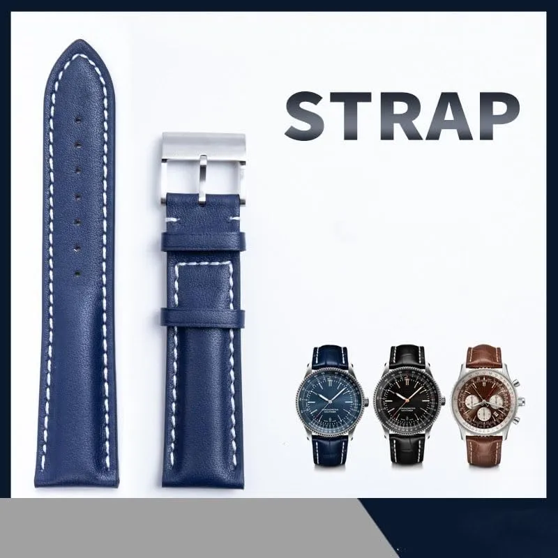 Italian Leather Watch Strap For Breitling Pilot Avenger Chronomat Superocean Heritage Series