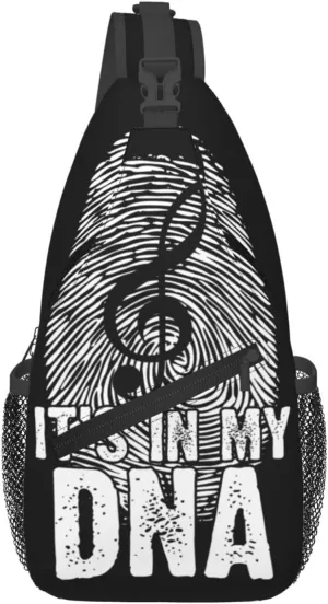 It's In My DNA Music Lover Musician Crossbody Bag Cross Chest Bag Adjustable Sling Backpack Sports Gym Shoulder Bags Travel Cycling Daypack Diagonally Casual Rucksack