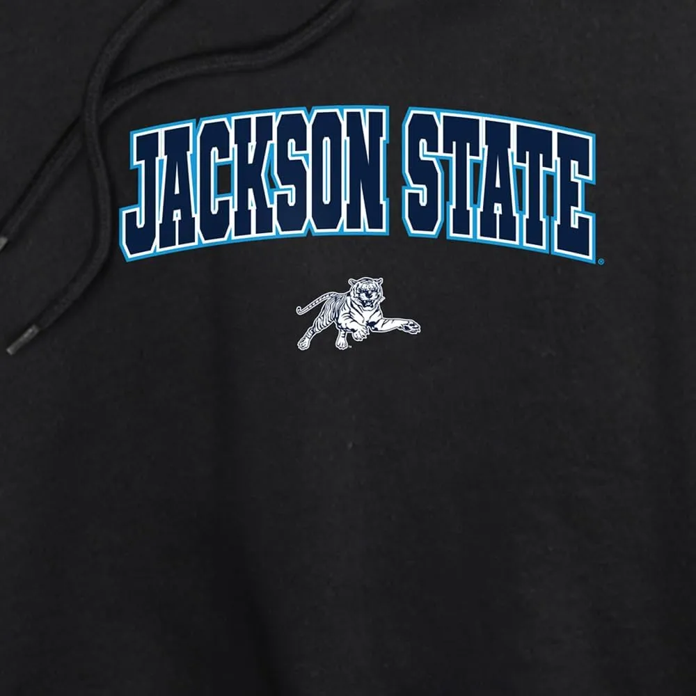 Jackson State University Arch Logo Black Women's Cropped Hoodie Pullover Sweatshirt