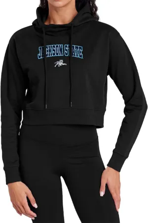 Jackson State University Arch Logo Black Women's Cropped Hoodie Pullover Sweatshirt