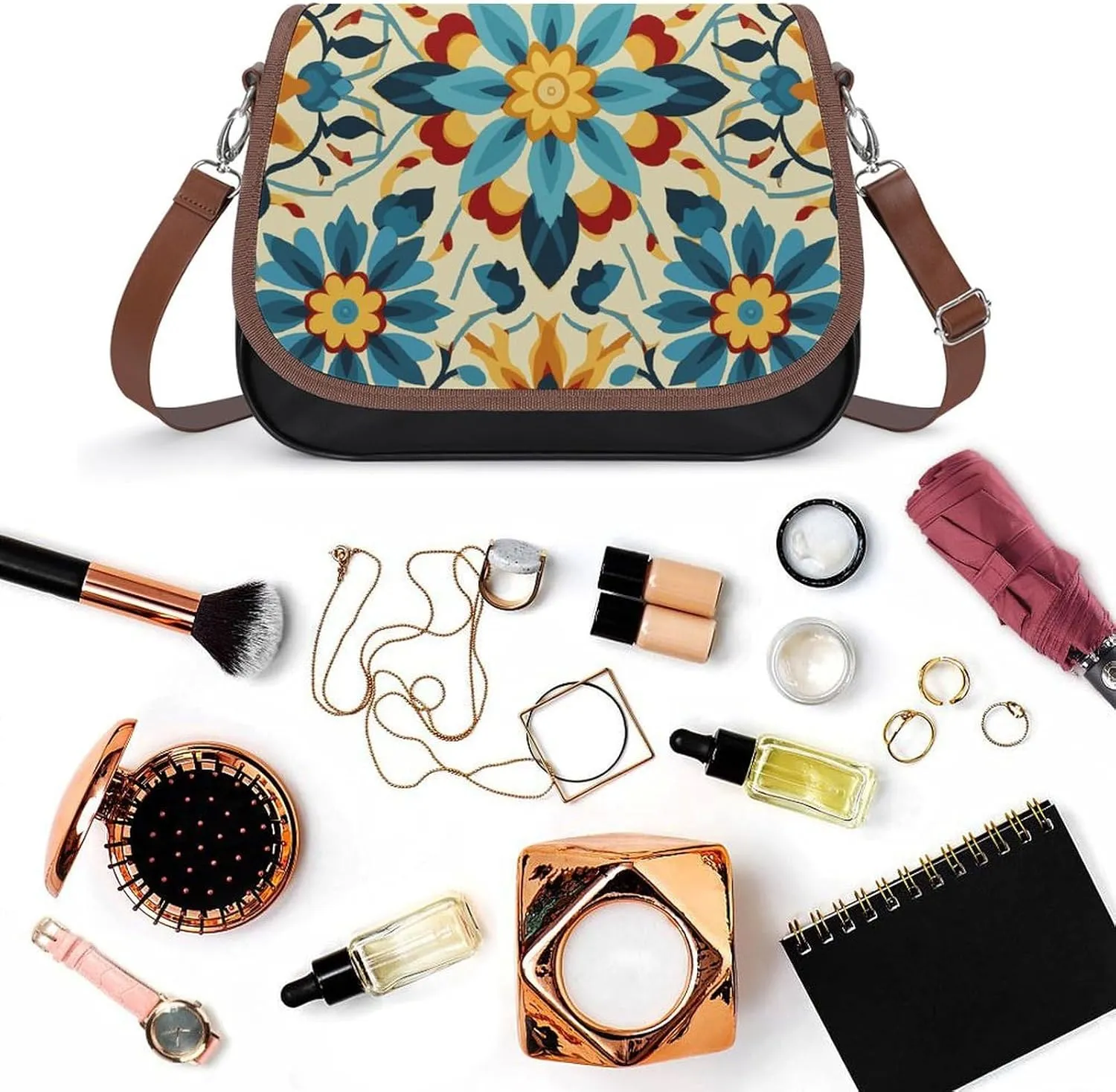 Japanese Sushi Shrimp Crossbody Bags for Women Travel Shoulder Bag Small Leather Cross Body Handbags