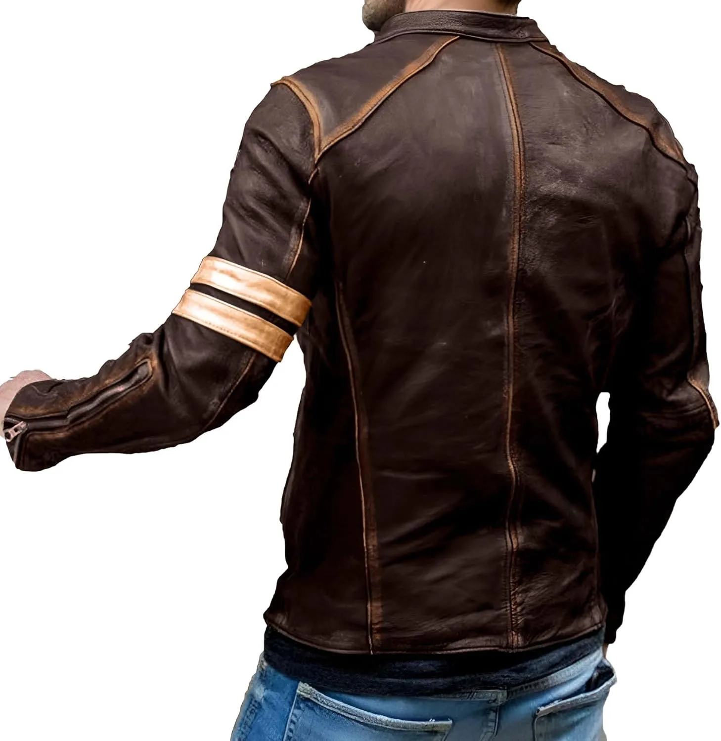 Jild Distressed Café Racer Black Leather Jacket Men - Genuine Lambskin Leather Biker Style Mens Vintage Motorcycle Jacket