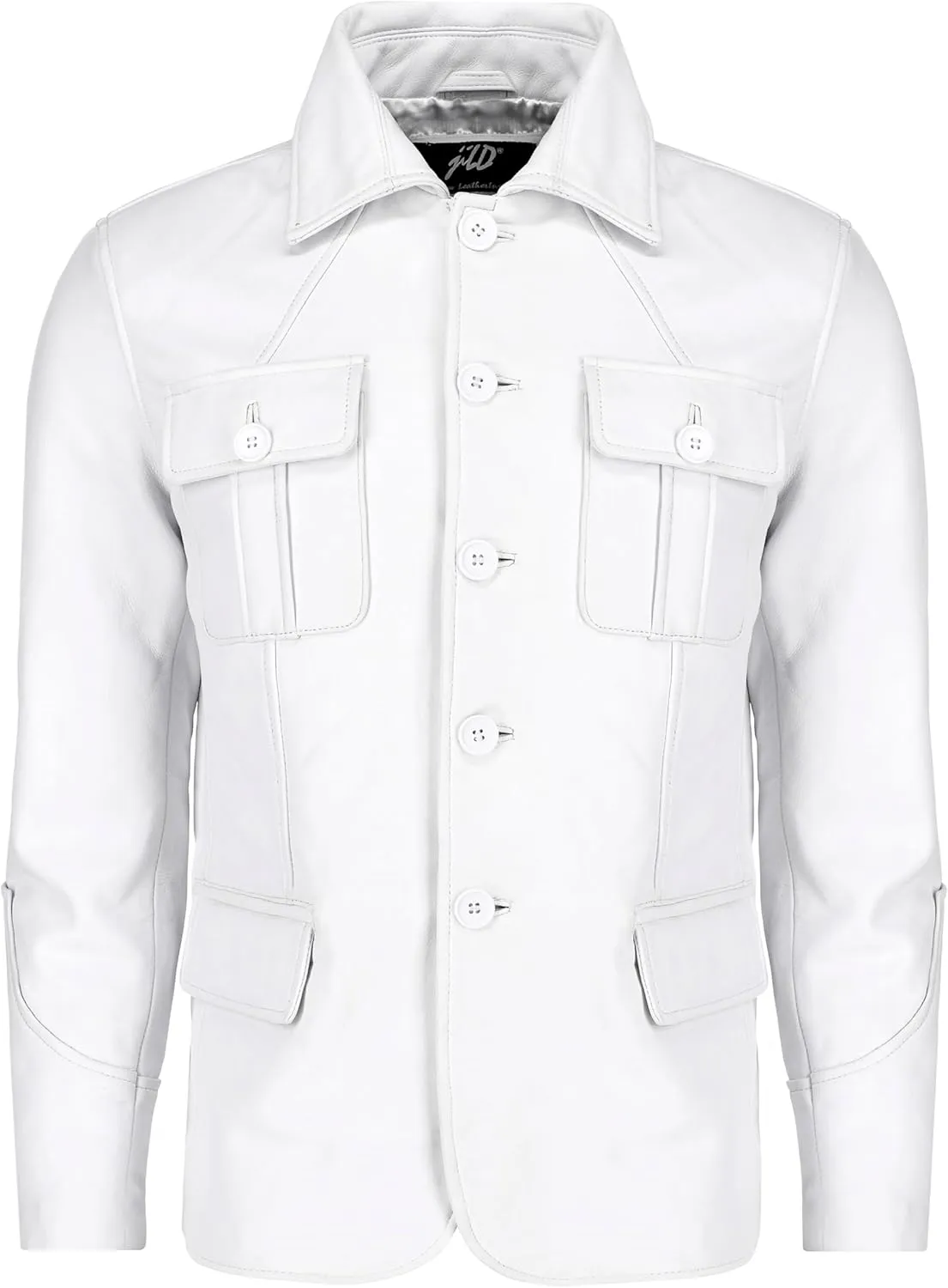 Jild Lambskin Leather Jacket Men Casual Coat – Notched Collar Classic Bond’s Style Ultimate Leather Blazer for Men