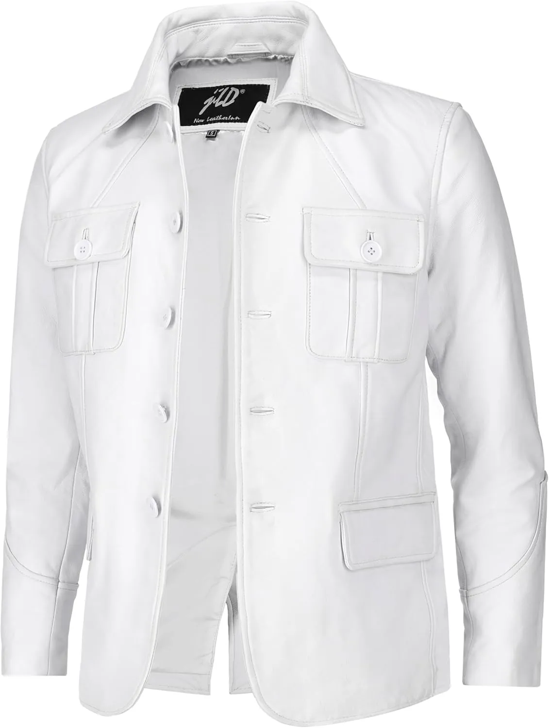 Jild Lambskin Leather Jacket Men Casual Coat – Notched Collar Classic Bond’s Style Ultimate Leather Blazer for Men