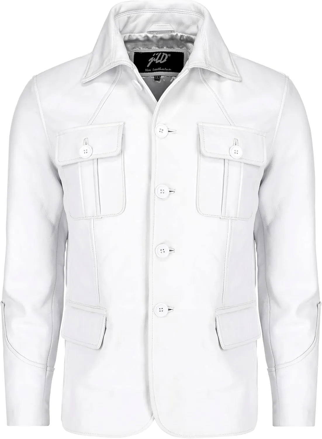 Jild Lambskin Leather Jacket Men Casual Coat – Notched Collar Classic Bond’s Style Ultimate Leather Blazer for Men