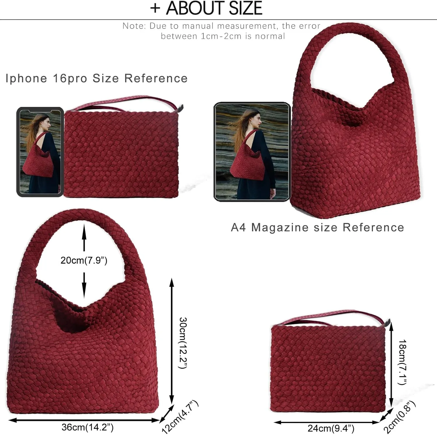 JINMANXUE Woven Purse for Women, Neoprene Top-handle Shoulder Bag, Hobo Tote, Travel Handbag, Wrist Bag For Work Shopping