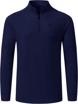 JINSHI Mens Long Sleeve Quarter Zip Pullover Stand Collar Active Golf Polo Shirt 1/4 Zipper Fleece Lining Workout Top
