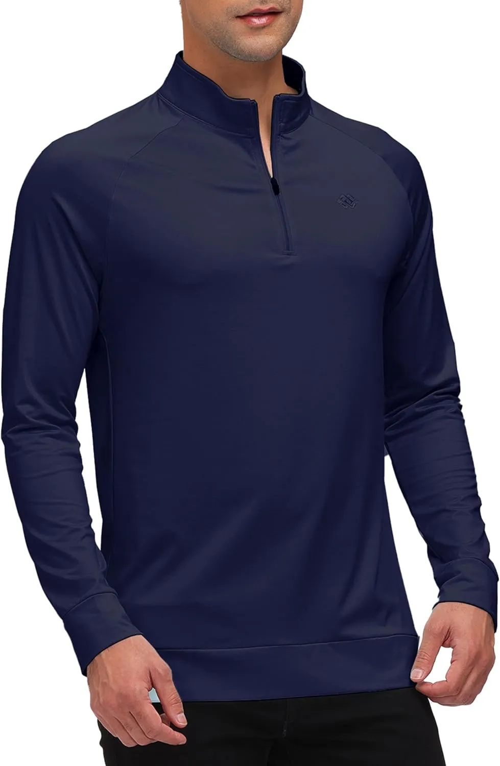 JINSHI Mens Long Sleeve Quarter Zip Pullover Stand Collar Active Golf Polo Shirt 1/4 Zipper Fleece Lining Workout Top