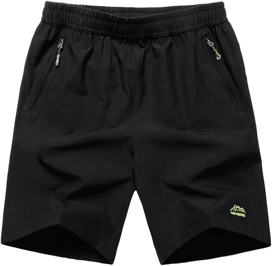 JINSHI Men's Outdoor Quick Dry Lightweight Sports Hiking Shorts Zipper Pockets