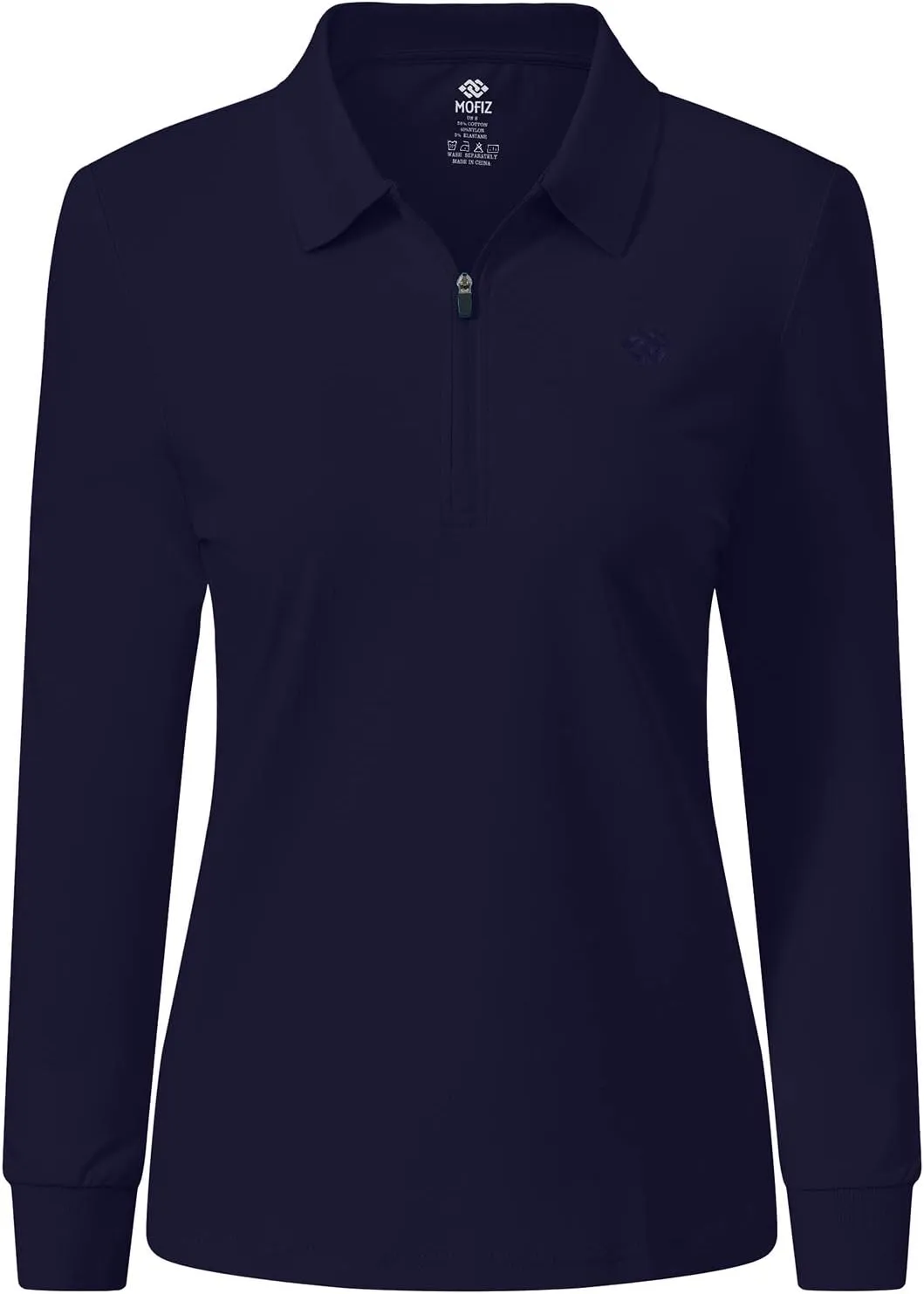 JINSHI Women's Golf Polo Shirt Long Sleeves Zip Up Sport Active Shirts Quick Dry Athletic T-Shirt Casual Tennis Tops Slim Fit