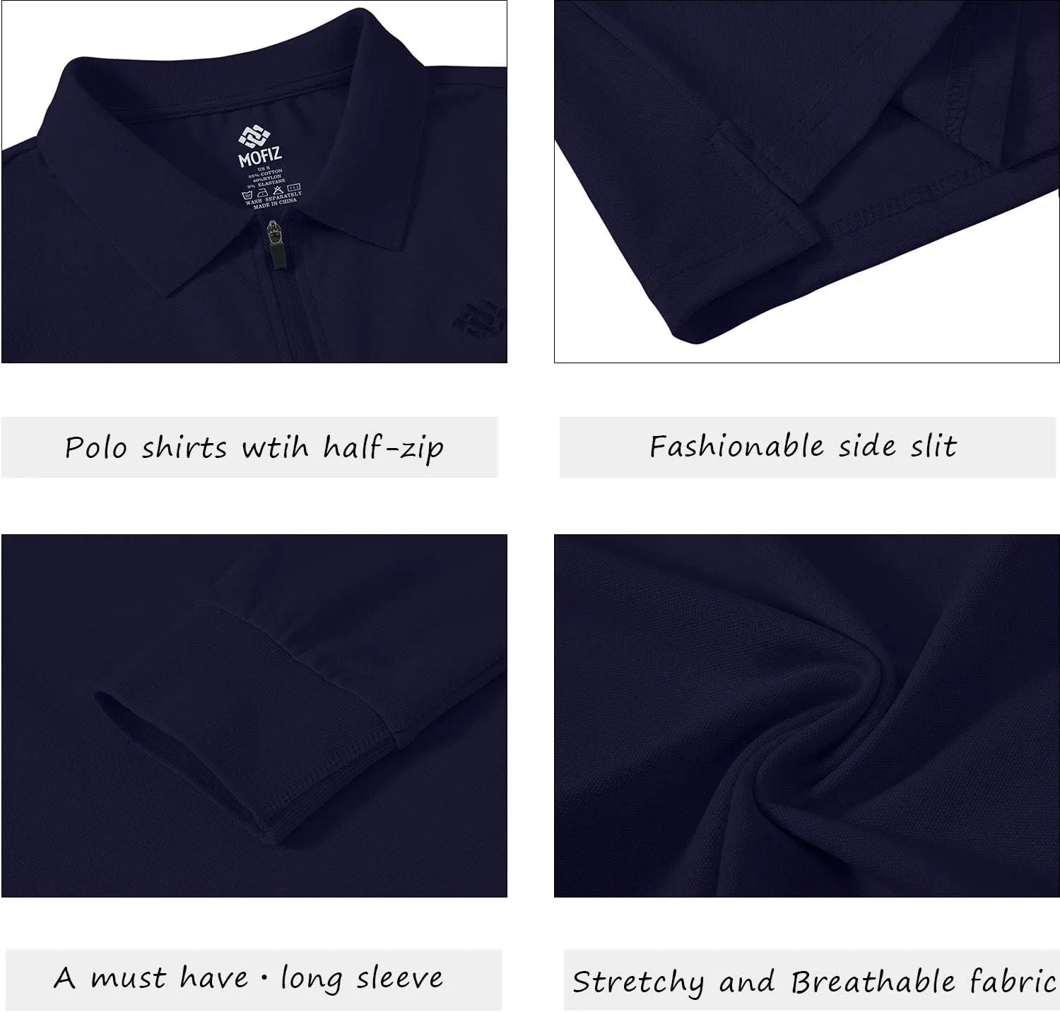 JINSHI Women's Golf Polo Shirt Long Sleeves Zip Up Sport Active Shirts Quick Dry Athletic T-Shirt Casual Tennis Tops Slim Fit
