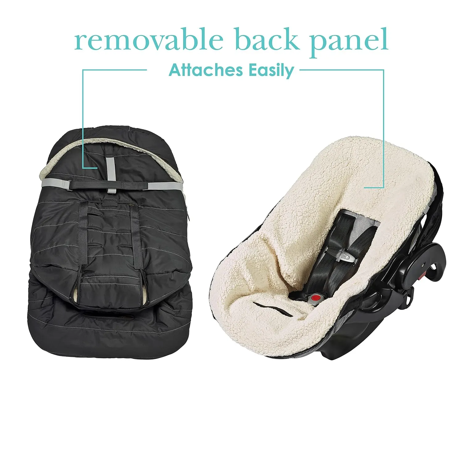 JJ Cole Bundle Me Winter Baby Car Seat Cover and Bunting Bag ? Urban ? Black? Weather Resistant Baby Carrier Cover ? Winter Baby Essentials