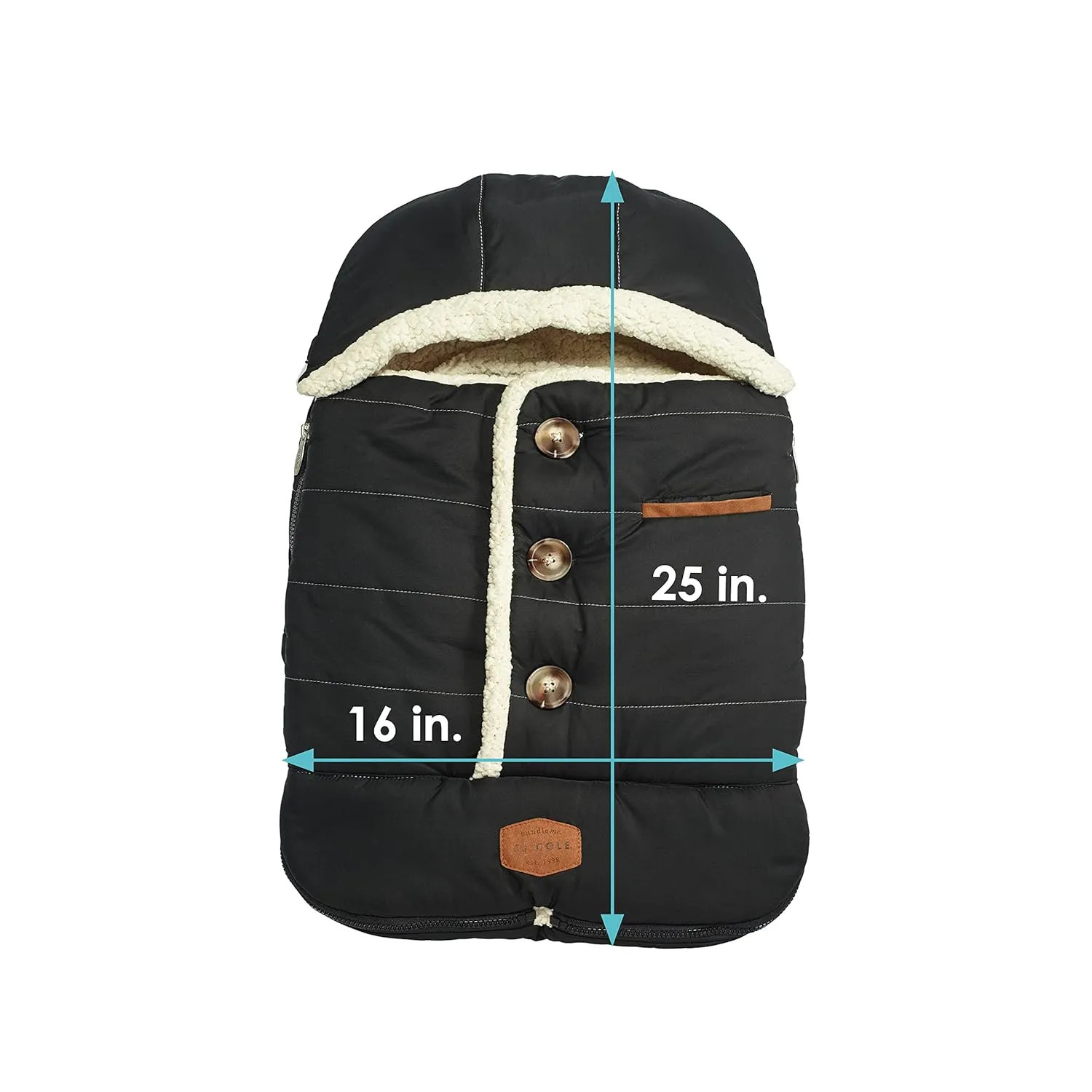 JJ Cole Bundle Me Winter Baby Car Seat Cover and Bunting Bag ? Urban ? Black? Weather Resistant Baby Carrier Cover ? Winter Baby Essentials
