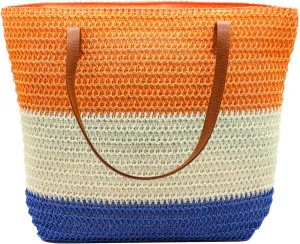 JNF Large Colorful Beach Bags for Women Straw Beach Tote bag Rattan Woven Crochet Beach Bags Boho Beach Towels Bag Set
