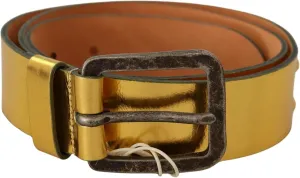 John Galliano Elegant Gold Genuine Leather Men's Men's Belt